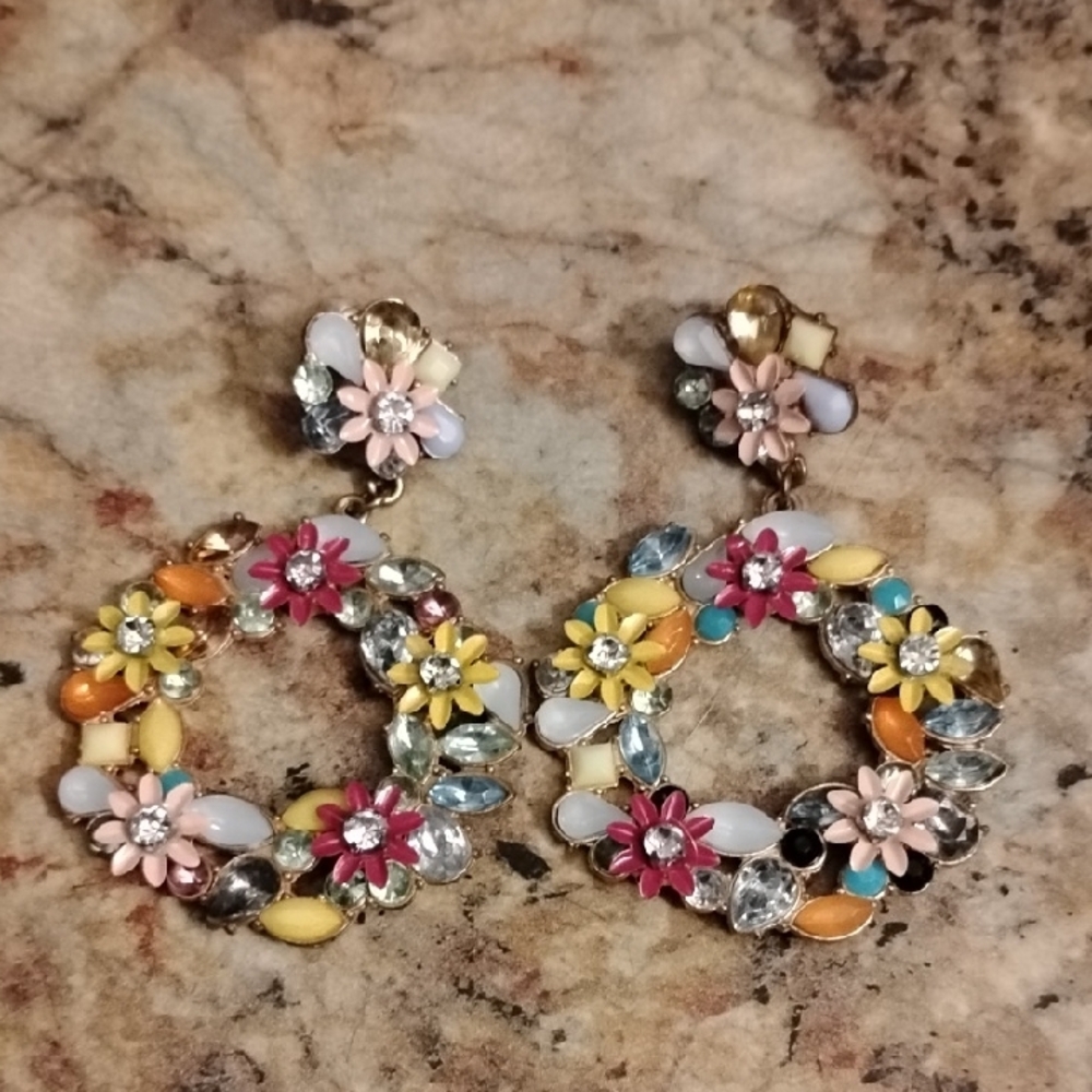 Floral Multicolor Hoop Earrings
